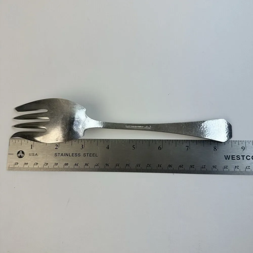 1847 Rogers Bros Heraldic 1916 Hammered Cold Meat Silver Plate Serving Fork